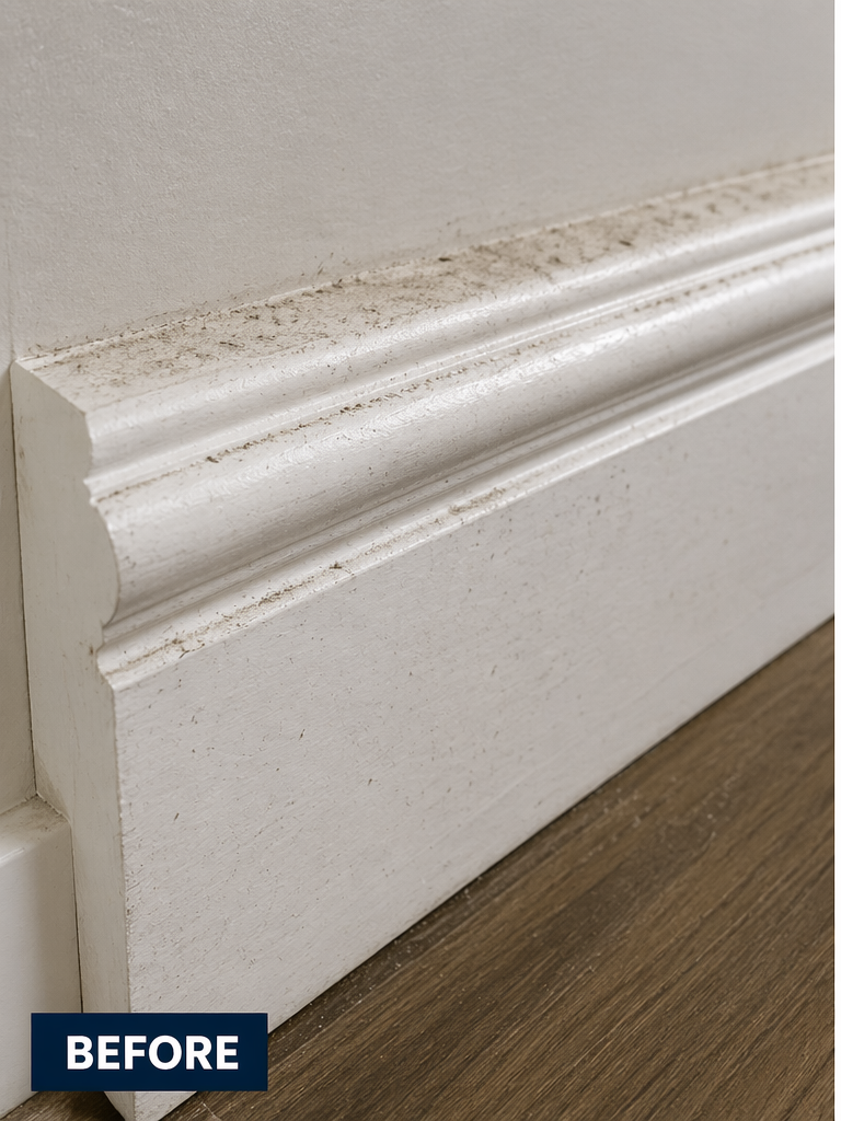 Interior trim showing dust buildup before using RepelX™ Anti-Static Paint Additive